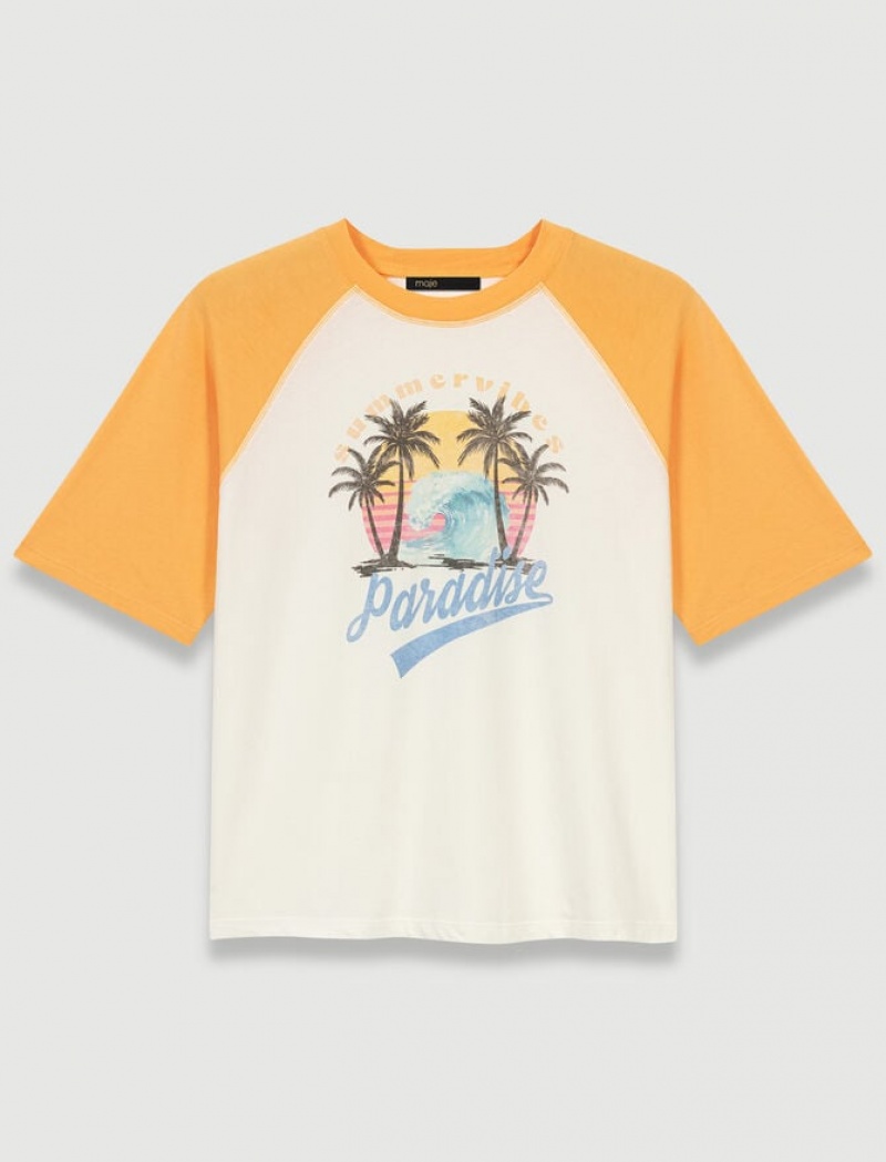 Maje Paradise T-shirts Dames Wit | MWZSBVL-14